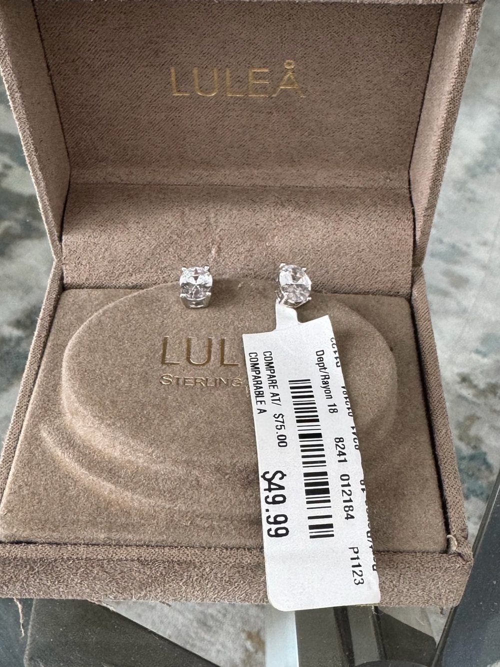 LULEA Sterling Silver Oval Stone Stud Earrings